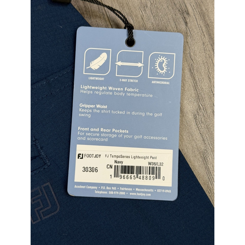 FootJoy FJ TempoSeries Lightweight Golf Pants Navy Stretch Mens 36x32 30306 NEW - Picture 9 of 9